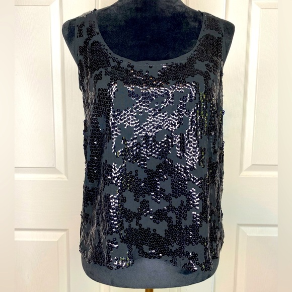 NWOT Nollie Black Sheer Sequin Top - Picture 1 of 5